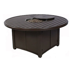 Tropitone Lakeside 54" Round Slat Fire Pit with Cover - Fire Pits