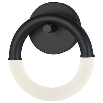 Acryluxe Revolve LED Wall Sconce, Matte Black Finish, Frosted Acrylic Shade