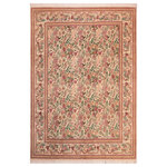 Bareens Designer Rugs - David Pak Persian Tarsha Beige/Gold Wool Rug 7'11'' x 10'4'' - Designed with mesmerizing intricacy and gorgeous color palette, this hand-knotted masterpiece demonstrates the beauty and electrifying thrill of Pak Persian art. These meticulously hand-knotted Pak-Persian rug is made with pure wool and features breathtaking traditional, transitional, and tribal designs in bold luxurious color pallets. Known for their intricate designs these rugs are a reproduction of Persian rugs, made in Pakistan with unique Mughal designs. Made by master weavers using the same Persian texture, design and dying technique, we wanted to produce the most significant manifestation of Persian art, life, and culture. This rug is most famous for its exceptional quality, incredible designs, patterns, and vibrant rich color. Pak-Persian rugs made with Persian weave with high knot counts, which enables the high intricacy and detail found in the patterns are also referred to as "State of art", each color adds a rich beautiful detail in the artwork of this rug. The design, color, and beautiful chromatic composition with a vibrant sheen with intricate designs, exude beauty, elegance, and quality make this rug a masterpiece of its own.