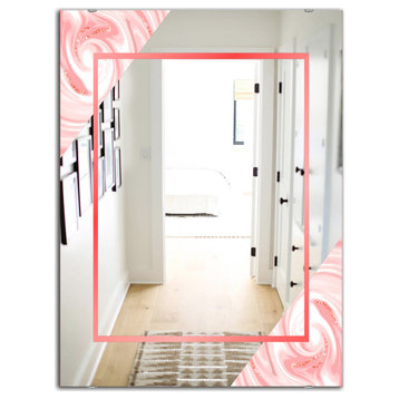 Designart Marble Pink Midcentury Accent And Bathroom Mirror, 28x40