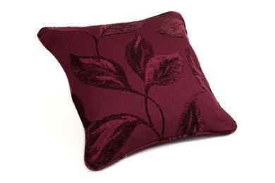 Designer Burgundy Laura Leaf Floral Chenille Scatter Cushion Cover