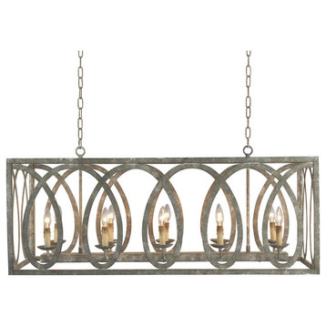 Terracotta Designs  Palma Linear Chandelier with washed gray Finish