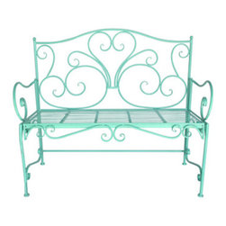 Urban Home Vintage Garden Bench in Teal - Outdoor Benches