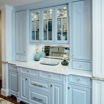 White Kitchen with Blue China Hutch