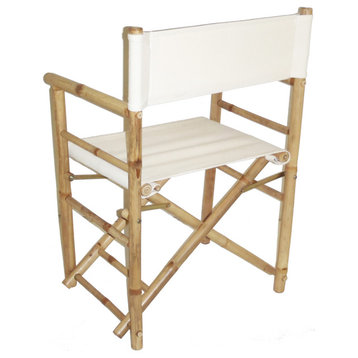Chair Bamboo Low Director Chair, Set of 2, White