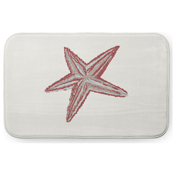 34" x 21" Starfish Bathmat, Ligonberry Red