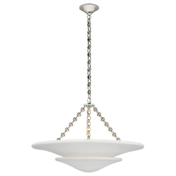 Mollino Medium Tiered Chandelier in Polished Nickel with Plaster White Shade