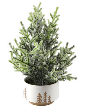 11.5" Frosted Xmas tree in 4" Reversed Bowl Pot