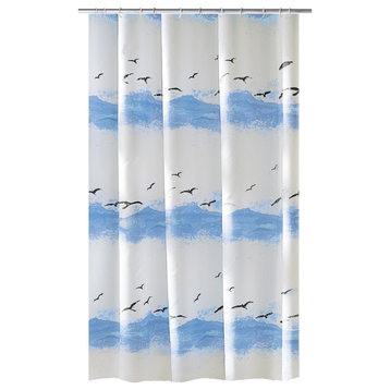 Beach Design Fabric Shower Curtain, Seaside, Tub