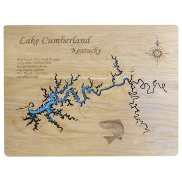Wood Map Wall Hanging, Lake Cumberland Kentucky, Standout, Small