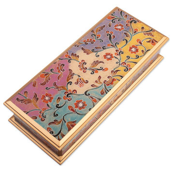 Novica Handmade Sweet Beauty Reverse-Painted Glass Decorative Box
