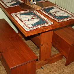 Rustic Dining Table and Benches - Dining Tables