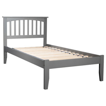 Mission Platform Bed With Open Foot Board, Atlantic Gray, Twin