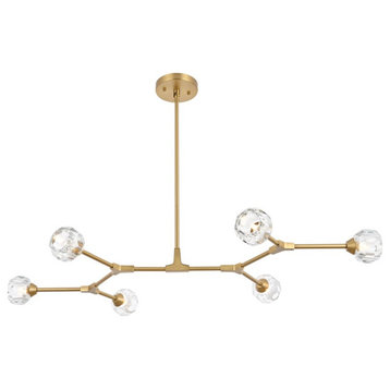 Zayne Six Light Pendant in Gold And Clear