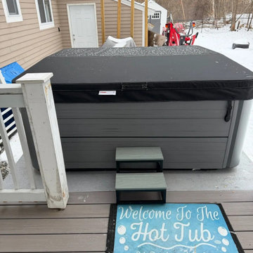 Hot tub wired and ready to use, even in a New Hampshire winter