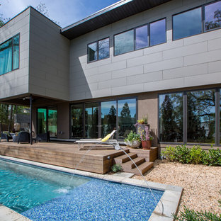 アトランタのコンテンポラリースタイルのおしゃれなプール (砂利舗装) の写真