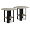 Furinno Simple Design End/Side Table, Set Of 2, French Oak Grey