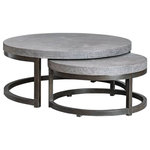 Uttermost - Uttermost Aiyara 43 x 18" Gray Nesting Tables Set of 2 - Offering Versatile Function With Modern Influences, This Duo Features Burlap Wrapped Tops Heavily Glazed In A Mushroom Gray Wash, With Solid Hardwood Bases Finished In A Hand Rubbed Black Coffee. Sizes: Sm-31x31x15, Lg-43x43x18