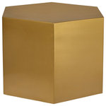 Meridian Furniture - Hexagon Durable Iron Modular Coffee Table, Brushed Gold - Customize your modern space with the easy style of this Hexagon modular coffee table in brushed gold. Use one table on its own for a handy and stylish spot to hold your drinks or display a framed photo, or add multiple tables together to create even more space for entertaining or playing cards or board games. This metal table is completely customizable to your needs and features a bold hexagon shape for a modish feel.