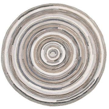 Concentric Wool Hand Tufted 7' Round Rug, Gray