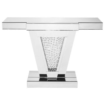 47" Rectangle Crystal Console Table, Clear Mirror Finish