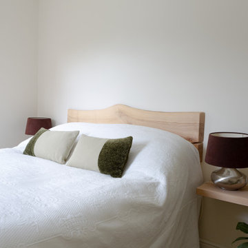 Solid oak side unit, bedhead and floating bedside tables