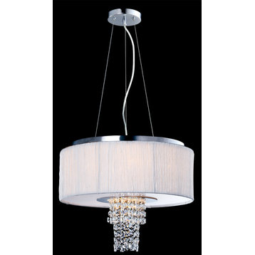 Adrienne 6-Light Stainless Steel, Crystal Chandelier With Plisse Fabric Shade
