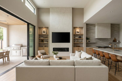 Example of a minimalist living room design in Other