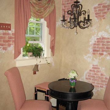 Faux Finished exposed Brick Parisian style Kitchen in Summit NJ