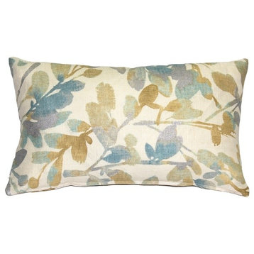 Pillow Decor, Linen Leaf Marine Throw Pillow 12x20