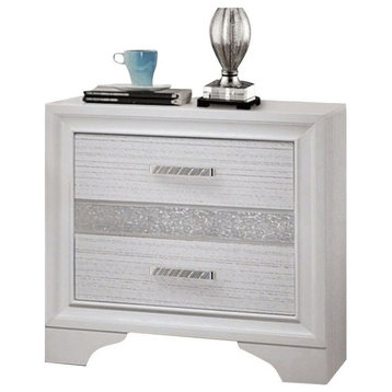 Bowery Hill 2-Drawer Modern Wood Nightstand with Hidden Jewelry Tray in White