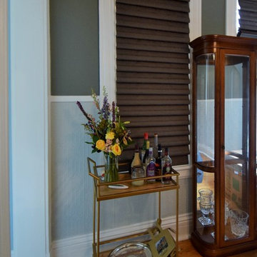 Vignette PowerRise Modern Roman Shade by Hunter Douglas in Dining Room