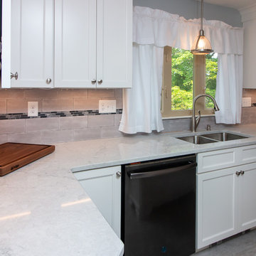 Transitional Chantilly Kitchen Remodel with Glacier Gray accent tile back splash
