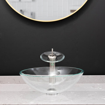 Clear Glass Circular Vessel Bathroom Sink
