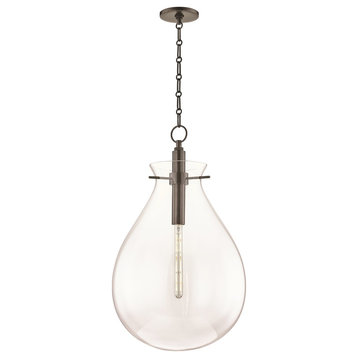 Ivy LED Large Pendant With Clear Glass Shade, Old Bronze