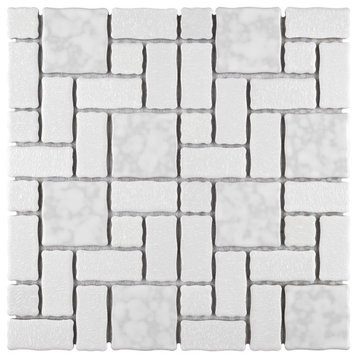 Academy Porcelain Mosaic Floor and Wall Tile, White