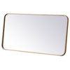 Elegant Decor Evermore 18x36" Soft Corner Metal Rectangular Mirror in Brass