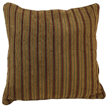 25"x25" Jacquard Chenille Pillow With Insert, Autumn Stripes