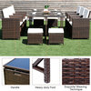 Costway 11 PCS Outdoor Patio Dining Set Metal Rattan Furniture Garden Cushioned