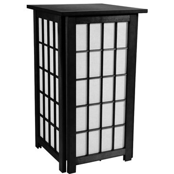 27" Tall Hokkaido End Table Shoji Lamp, Black