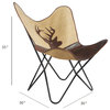 Deer Canvas and Leather Butterfly Accent Chair