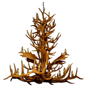 Real Shed Antler Titanic Chandelier, XXLarge, With Parchment Shades