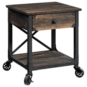 Pemberly Row 1 Drawer Engineered Wood End Table in Carbon Oak/Black