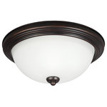 Sea Gull Lighting - Sea Gull Lighting 77265-710 Three Light Flush Mount - Shade Included: YesThree Light Flush Mo Burnt Sienna Satin E *UL Approved: YES Energy Star Qualified: n/a ADA Certified: n/a  *Number of Lights: Lamp: 3-*Wattage:60w Medium Base A19 bulb(s) *Bulb Included:No *Bulb Type:Medium Base A19 *Finish Type:Burnt Sienna