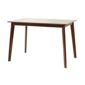 Modern Wood Dining Table, Medium Brown Finish, Yumiko Rectangular