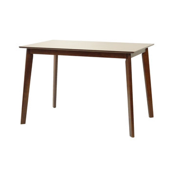 Modern Wood Dining Table, Medium Brown Finish, Yumiko Rectangular