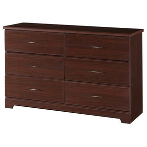 South Shore Fynn 6 Drawer Double Dresser Brown Oak Transitional