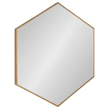 Rhodes Framed Hexagon Wall Mirror, Gold, 30.75x34.75