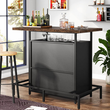 Tribesigns Home Bar Unit, Bar Table with Storage, Wine Bar Cabinet Mini Bar
