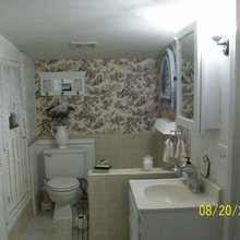 Bathroom update in progress to end result.